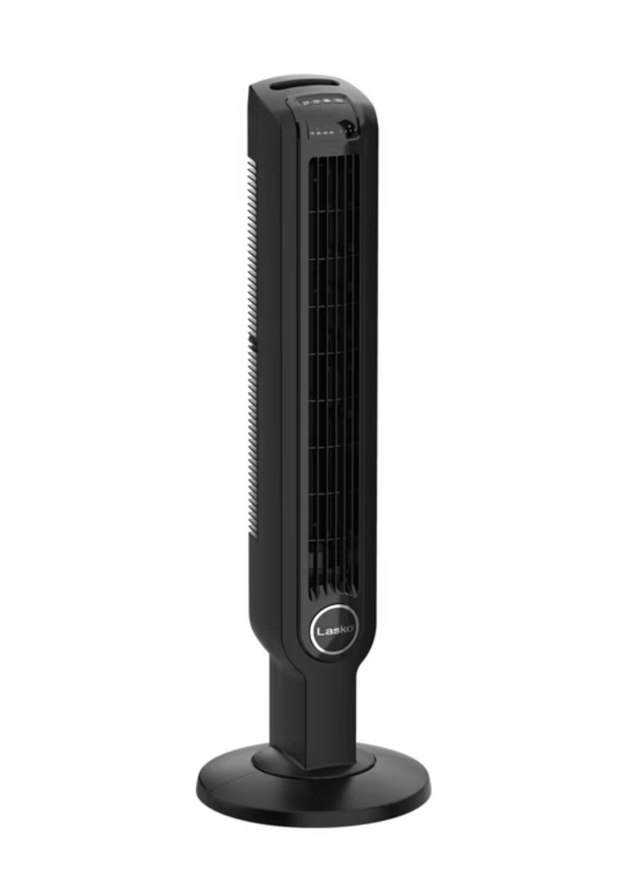 Lasko 36-in. 4-Speed Oscillating Tower Fan with Timer and Remote Control, Black